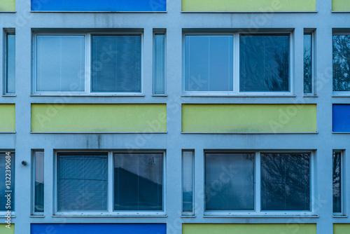 Old communist apartment building, Typical Slovak housing estate of the 1960s and 1970s without balcony