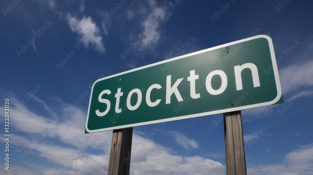 Obraz premium Stockton Green Road Sign – California – USA