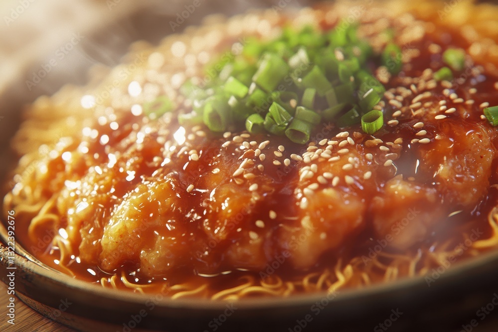Crispy chicken wings coated in savory sauce served garnished with green onions on a wooden platter with a blurred background Crispy chicken wings coated in savory sauce served garnished with green onions on a wooden platter with a blurred background
