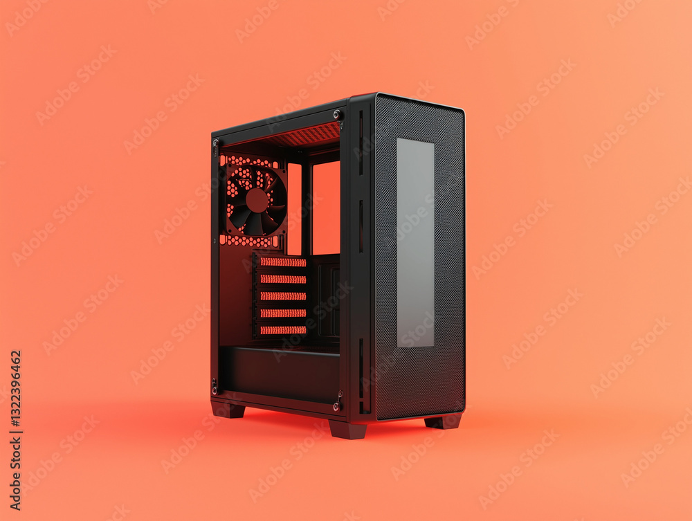 Fototapeta premium 3D computer case isolated on a solid color background