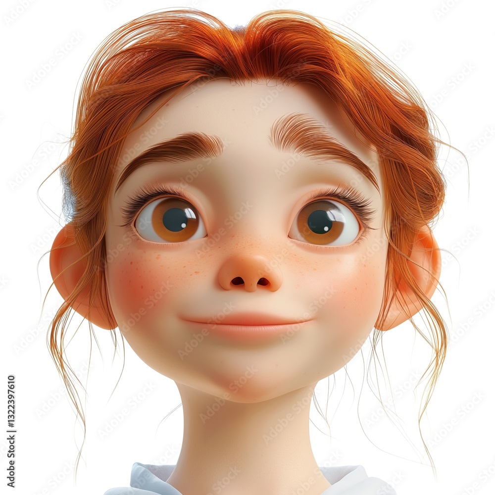 Cheerful young girl with curly red hair and freckles, exuding happiness and curiosity. Cheerful young girl with curly red hair and freckles, exuding happiness and curiosity.
