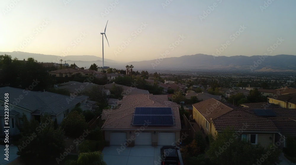 Sustainable living in a suburban community with wind and solar energy