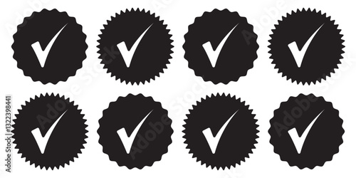 Check mark vector icon. Black tick icon isolated on white background. Flat check mark sign for web site, app, label, logo and design template. Vector illustration