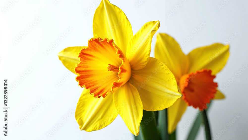 Vibrant Jonquil Flower on White Background - Perfect for Spring Promotions, Greeting Cards, and Floral Decor Vibrant Jonquil Flower on White Background - Perfect for Spring Promotions, Greeting Cards, and Floral Decor