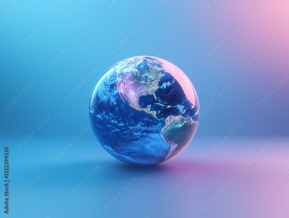 3D holographic Earth projection isolated on a solid color background 3D holographic Earth projection isolated on a solid color background