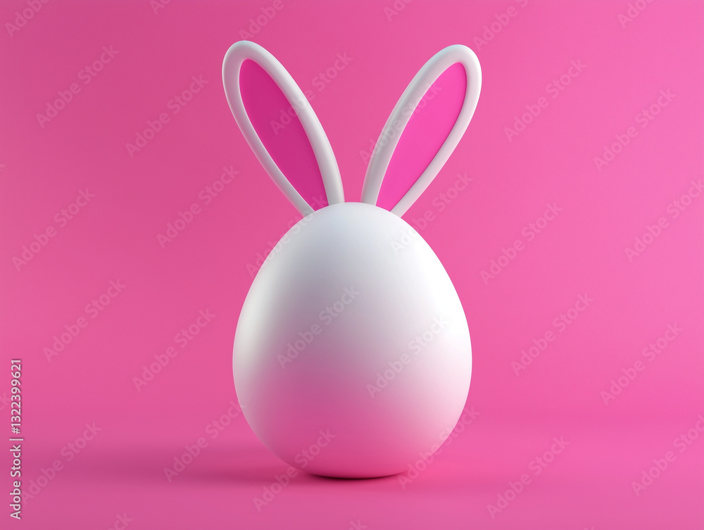 Fototapeta premium 3D illustration of an Easter egg with bunny ears
