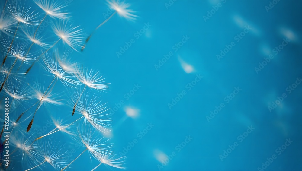 Obraz premium Dandelion seeds are flying against the background of the sunset sky. Floral botany of nature
