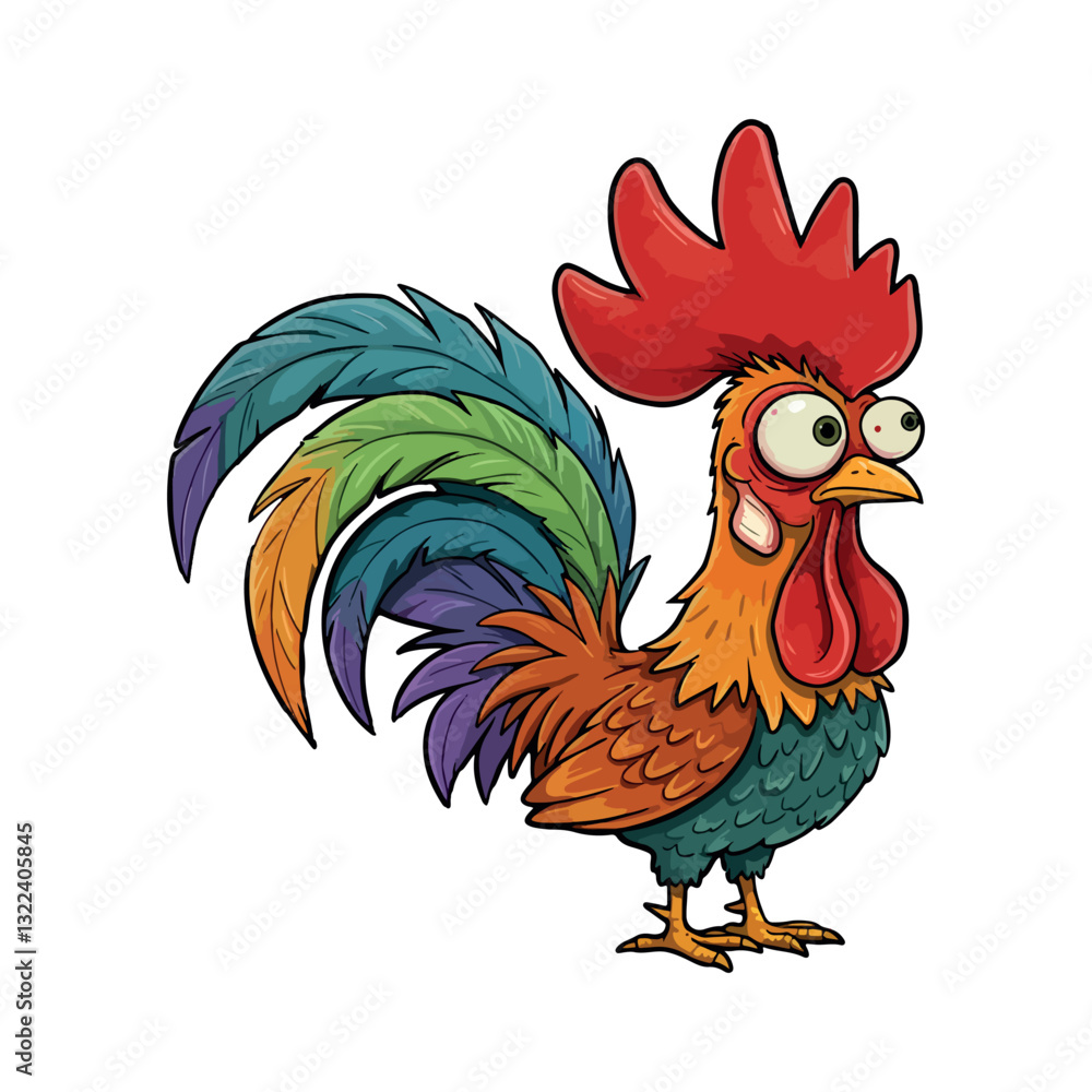 Comical Rooster A Colorful Cartoon Character Comical Rooster A Colorful Cartoon Character