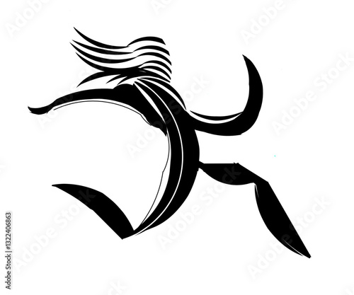 People run with long hair in icon vectors