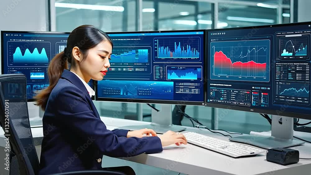 Frames A marketing strategist sitting in front of multiple screens displ s-vivid-cool, a-2, 36079972 Frames A marketing strategist sitting in front of multiple screens displ s-vivid-cool, a-2, 36079972