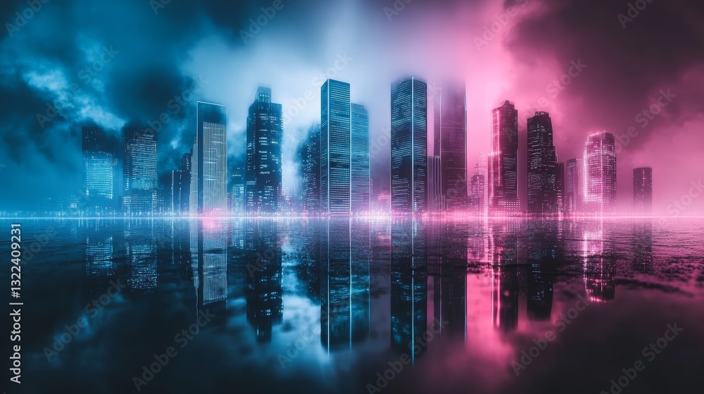 A futuristic cityscape illuminated by self-sustaining energy in a sleek design A futuristic cityscape illuminated by self-sustaining energy in a sleek design