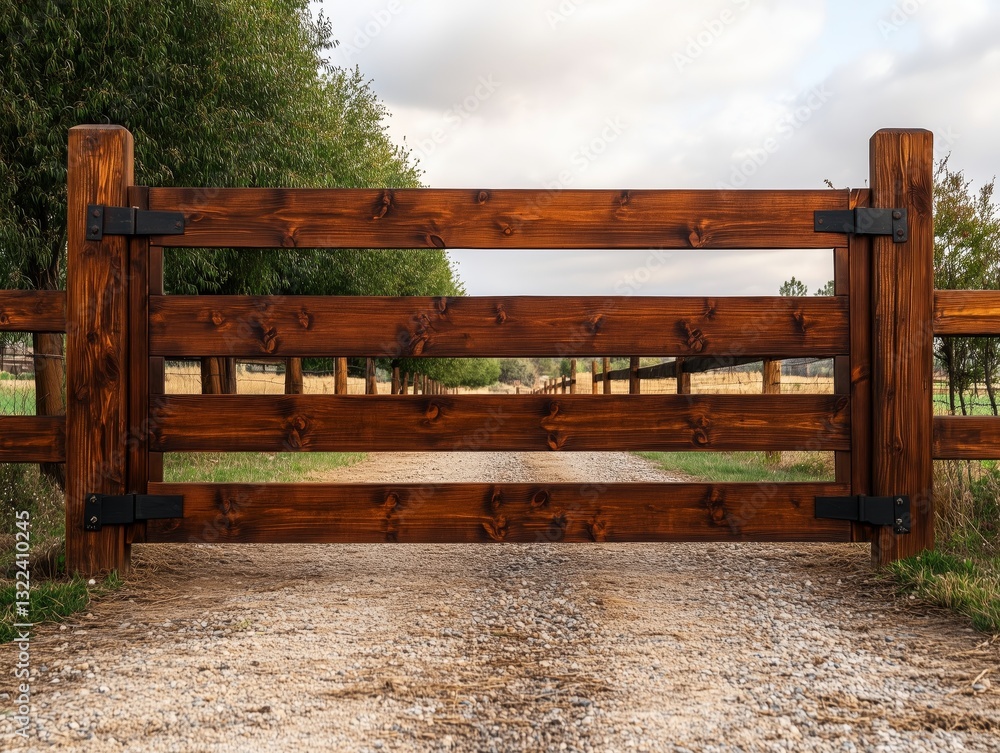 Rustic Gate in Rural Setting: A sturdy wooden gate stands sentinel at the entrance to a rural property, inviting exploration of the countryside.