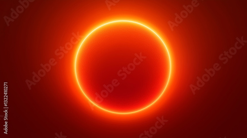 A radiant orange circle with a bright yellow outline glows intensely against a deep red backdrop, perfect for backgrounds, banners, and bold graphic design projects.