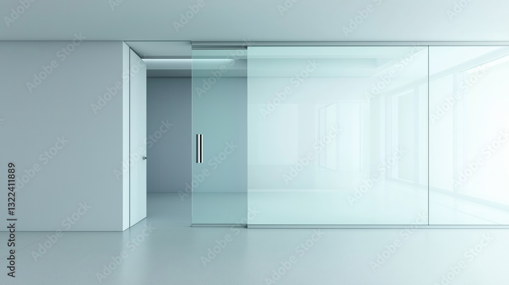 Fototapeta premium Modern interior with glass matte walls and door
