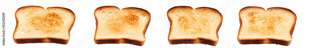 collection of slices of toast bread isolated on a transparent background, top view collection of slices of toast bread isolated on a transparent background, top view