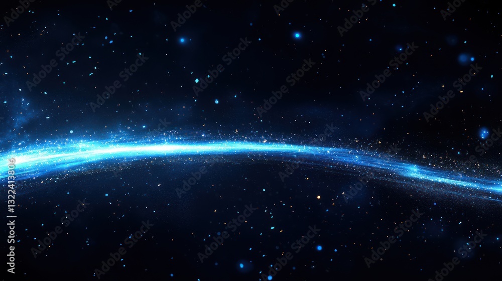 Glowing blue energy streak across dark space. Glowing blue energy streak across dark space.