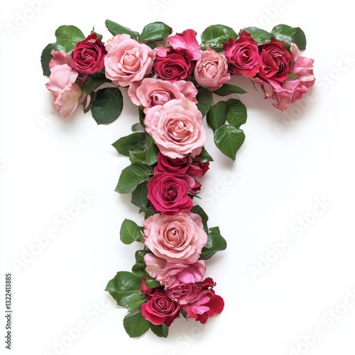 Pink Rose Letter T