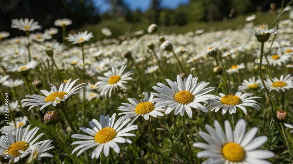 Fototapeta premium white daisies in the meadow
