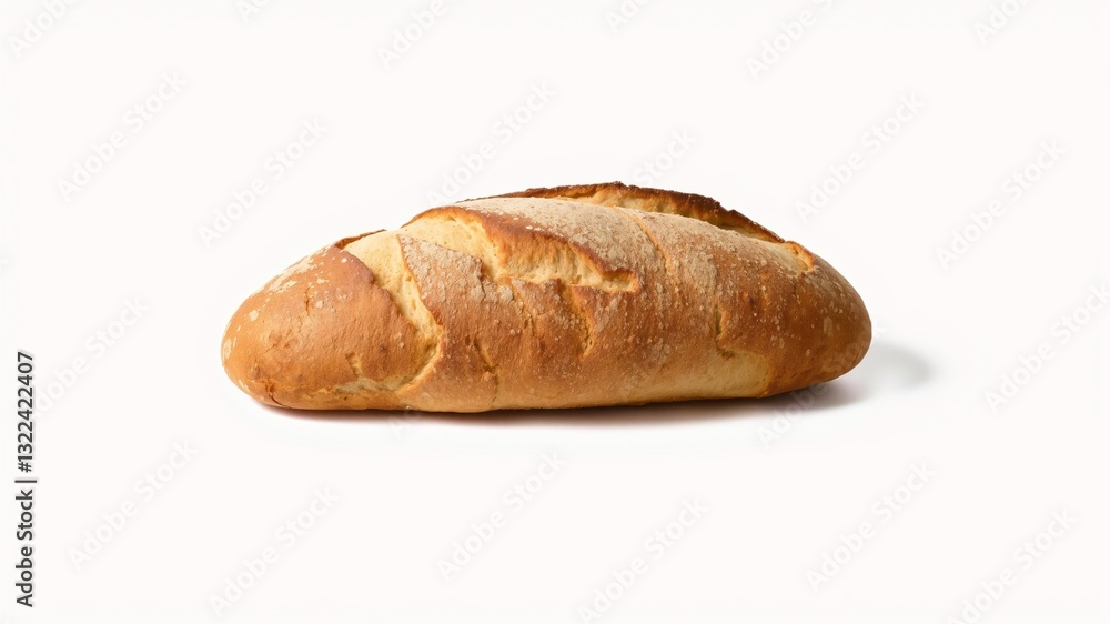 Freshly Baked Rustic Bread Loaf on White Background Freshly Baked Rustic Bread Loaf on White Background