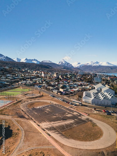 Wallpaper Mural Sports court with snow-capped mountains in the background. Ushuaia, End of the World Torontodigital.ca