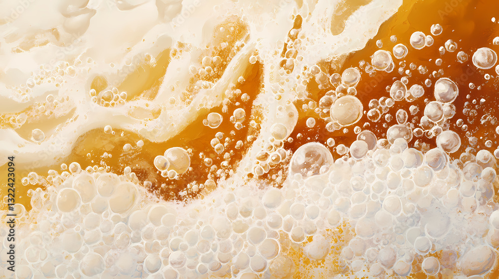 Refreshing bubbles a close-up look at a glass of beer with frothy foam and golden hues. Effervescent Hues. Illustration Refreshing bubbles a close-up look at a glass of beer with frothy foam and golden hues. Effervescent Hues. Illustration