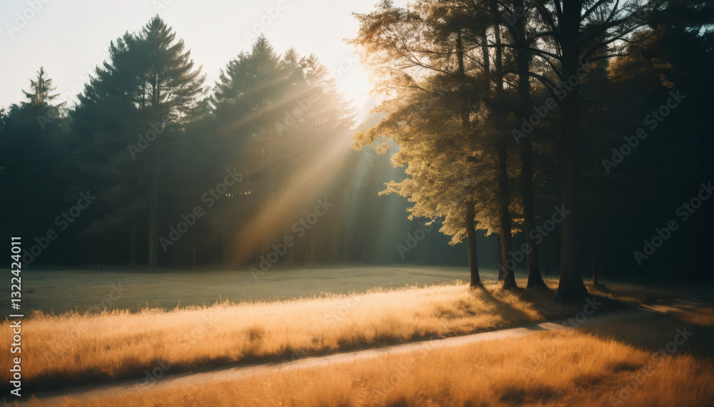 Fototapeta premium Subtle atmospheric transparent light leaks with a warm golden glow and smooth film grain texture