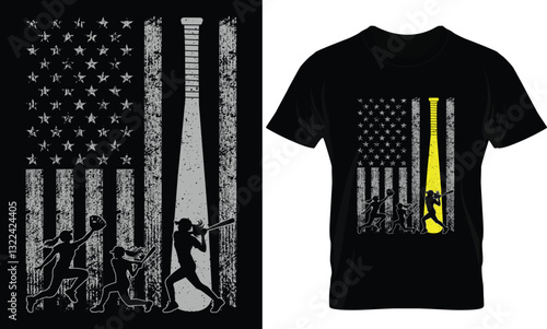 Yellow Softball Flag Shirt Design