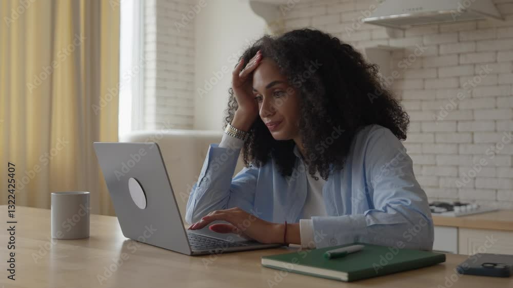 Tired Woman Yawning While Working On Laptop, Struggling To Stay Focused At Home Tired Woman Yawning While Working On Laptop, Struggling To Stay Focused At Home