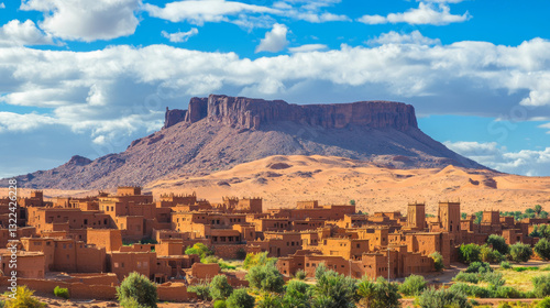 Towering sand dunes dominate the Sahara Desert landscape in the regions of Zagora and Mhamid