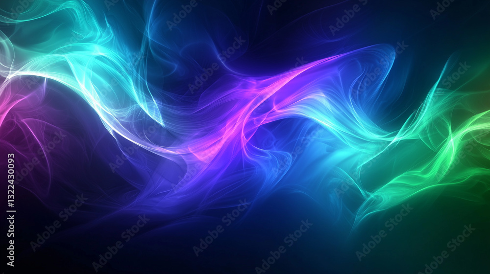 Abstract blue, green and purple background with glowing waves of light, creating an elegant wallpaper design Abstract blue, green and purple background with glowing waves of light, creating an elegant wallpaper design