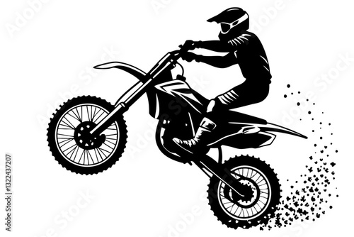Motocross Rider Silhouette Vector – Dirt Bike Action Art