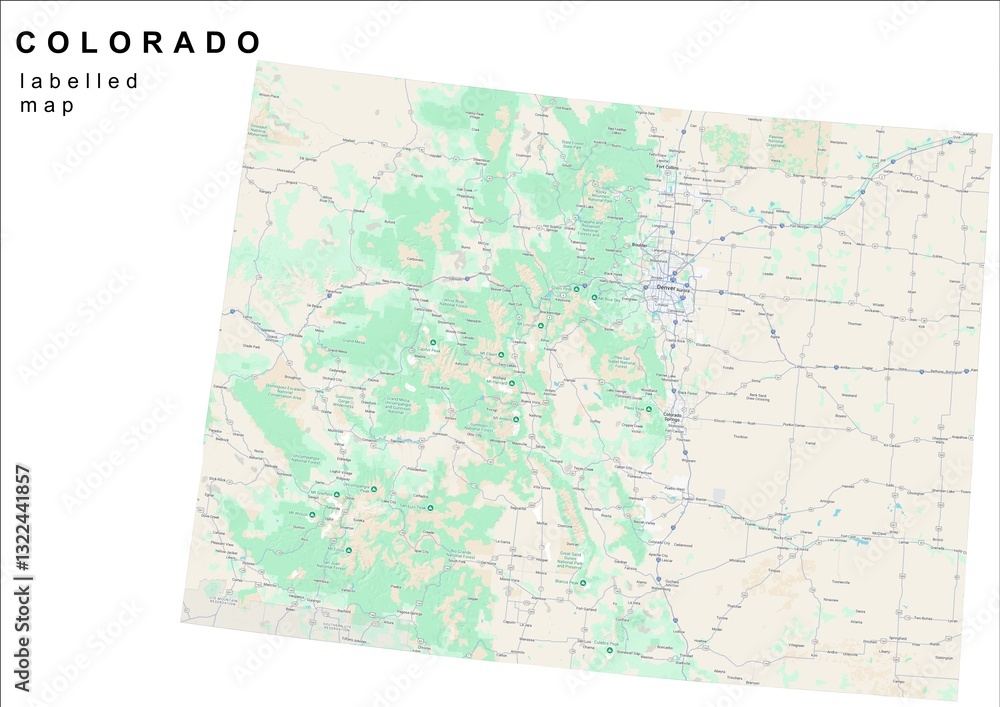 Fototapeta premium Colorado USA labelled map