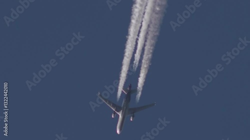 Slow Motion Jet Plane Flying in the Sky