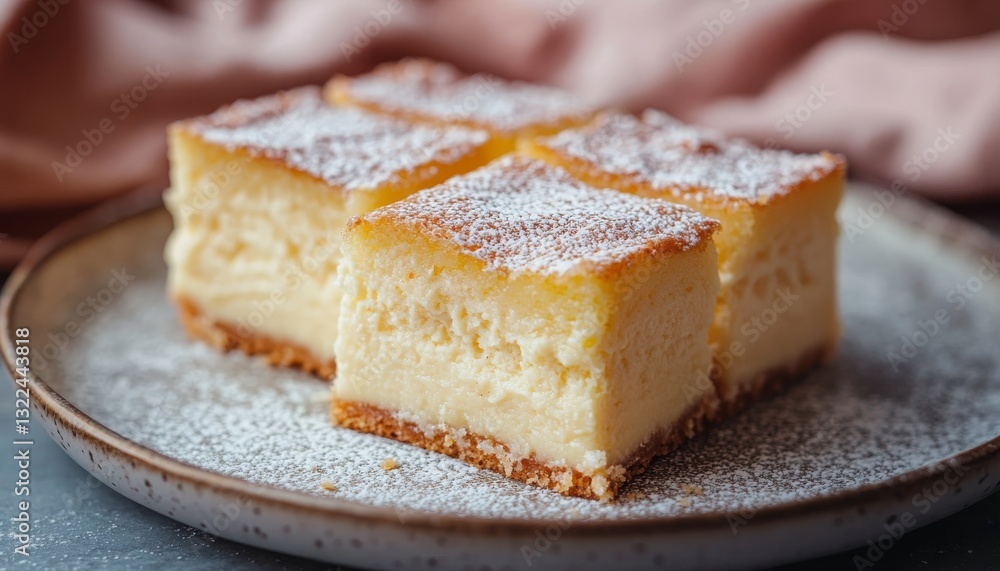 Pieces of homemade lemon cheesecake with a crispy base and creamy topping. Lemon cheesecake of freshness and sweetness. Pieces of homemade lemon cheesecake with a crispy base and creamy topping. Lemon cheesecake of freshness and sweetness.