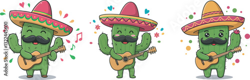 Cinco de mayo cartoon style cactus vector