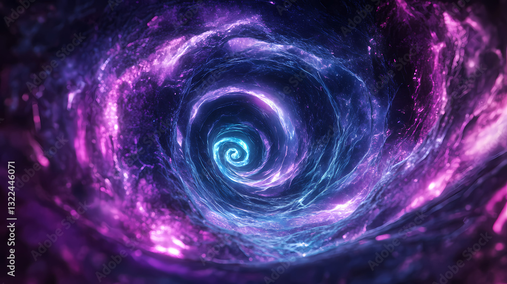 Iridescent vortex swirling through a darkened space, ethereal, neon lights, vortex. Neon Aurora. Illustration Iridescent vortex swirling through a darkened space, ethereal, neon lights, vortex. Neon Aurora. Illustration