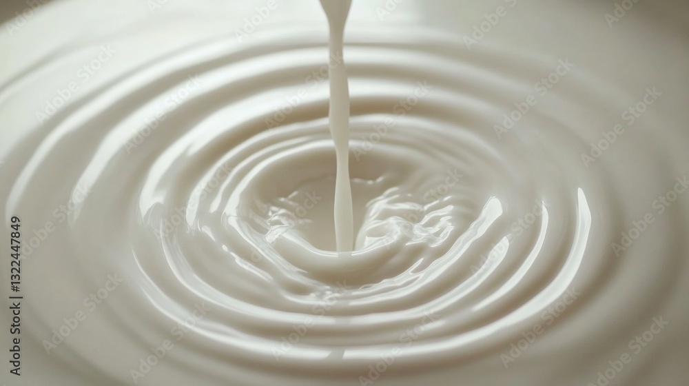 Aerial View of Milk Pouring into a Circular Pool with Ripples Aerial View of Milk Pouring into a Circular Pool with Ripples