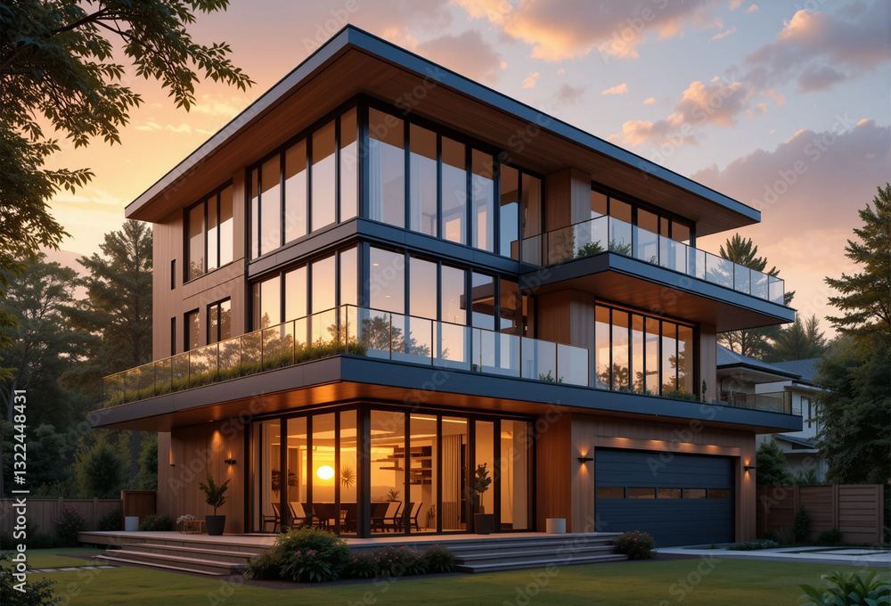 Obraz premium Modern Living – Stunning Contemporary House Illustrations for Architecture and Real Estate