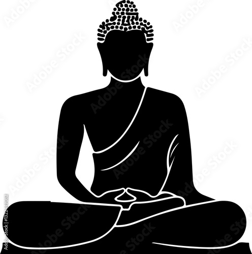 Silhouette of Buddha Meditating