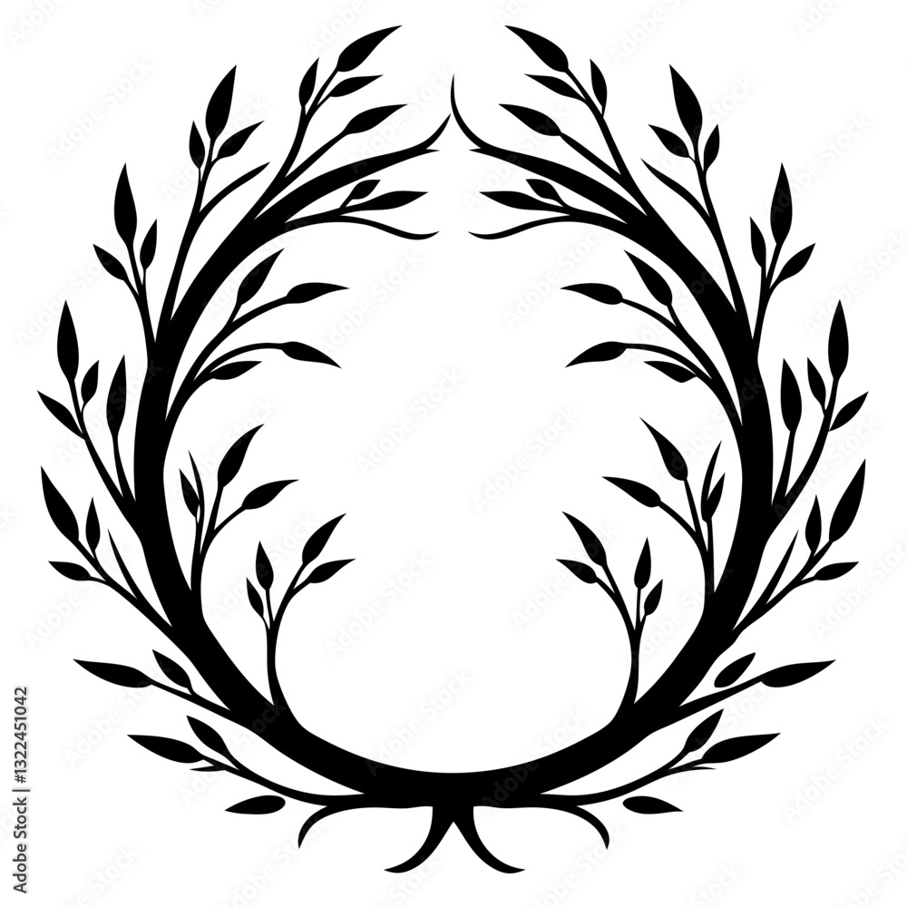 Obraz premium a circular leafy wreath design. It's perfect for adding a touch of nature and elegance to your projects, vector illustration