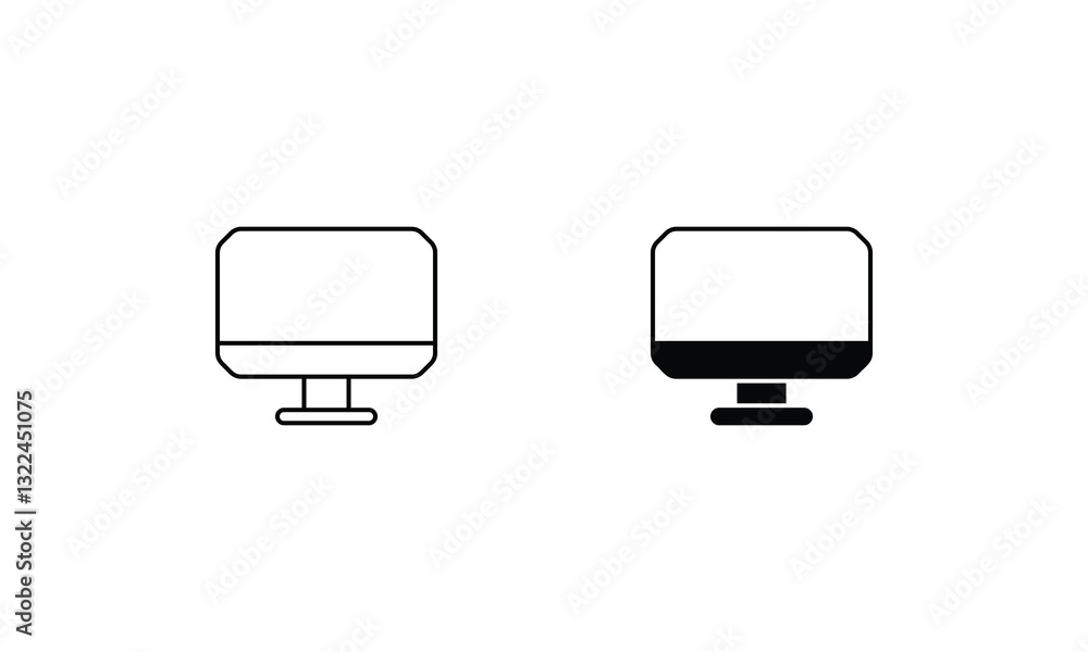 Monitor icons set line and glyph vector stock illustration Monitor icons set line and glyph vector stock illustration