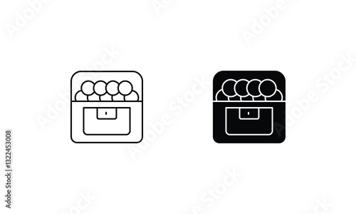 Treasure Chest icons set line and glyph vector stock illustration