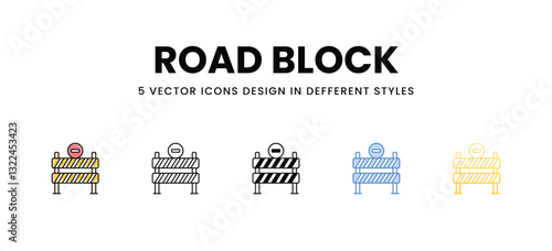 Road Block vector icons set stock illustration.