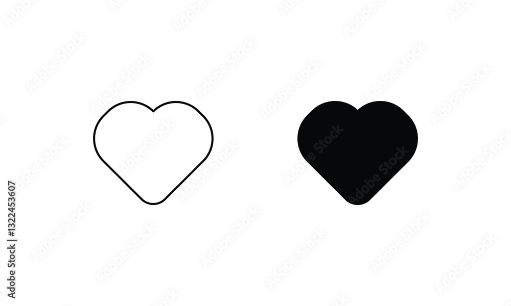 Heart icons set line and glyph vector stock illustration Heart icons set line and glyph vector stock illustration