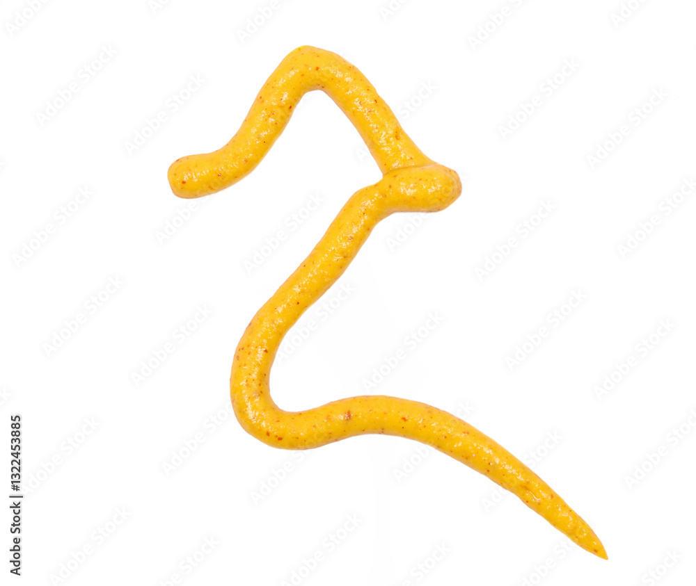 Fototapeta premium Mustard sauce isolated on a white background, top view. 