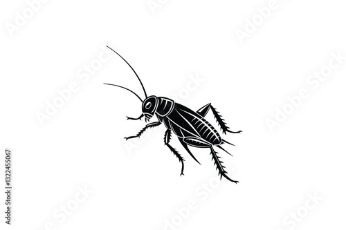 cricket insect with a single antenna clip art vector illustration