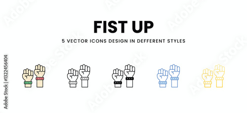 Fist Up vector icons set stock illustration.