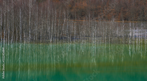 Obraz na plátně Nature pollution and water contamination of the copper mine exploitation in Geam