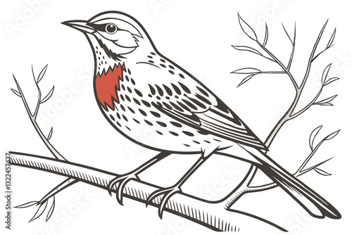 Thrush Vector Art for Wildlife and Bird Enthusiasts
