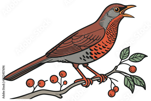 Thrush Vector Art for Wildlife and Bird Enthusiasts